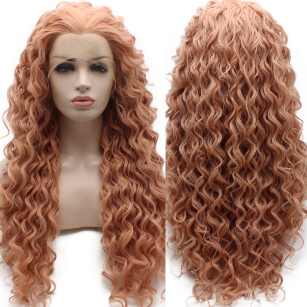 - 💫 24”  ROSE GOLD PINK KINKY CURLY
 LACE FRONT WIG💫 *NEW*
🆕🆕🆕